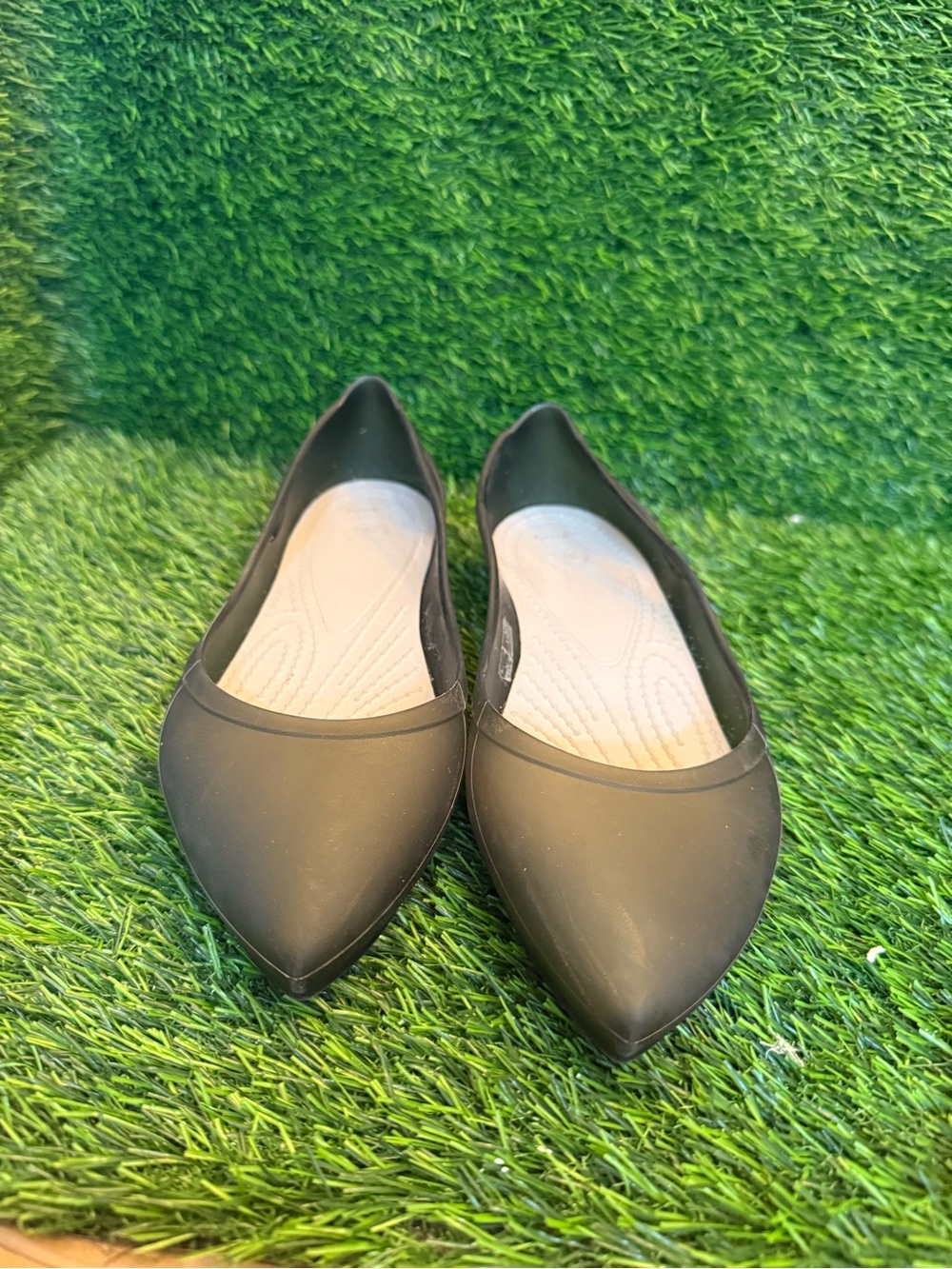 Crocs Black Pointed Women's Flats - Comfortable Everyday Slip-Ons 6.0